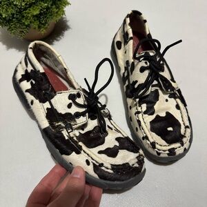 Twisted X Cow Print Lather Calf Hair Moccasins Size 6‎ Western Cowgirl Rodeo